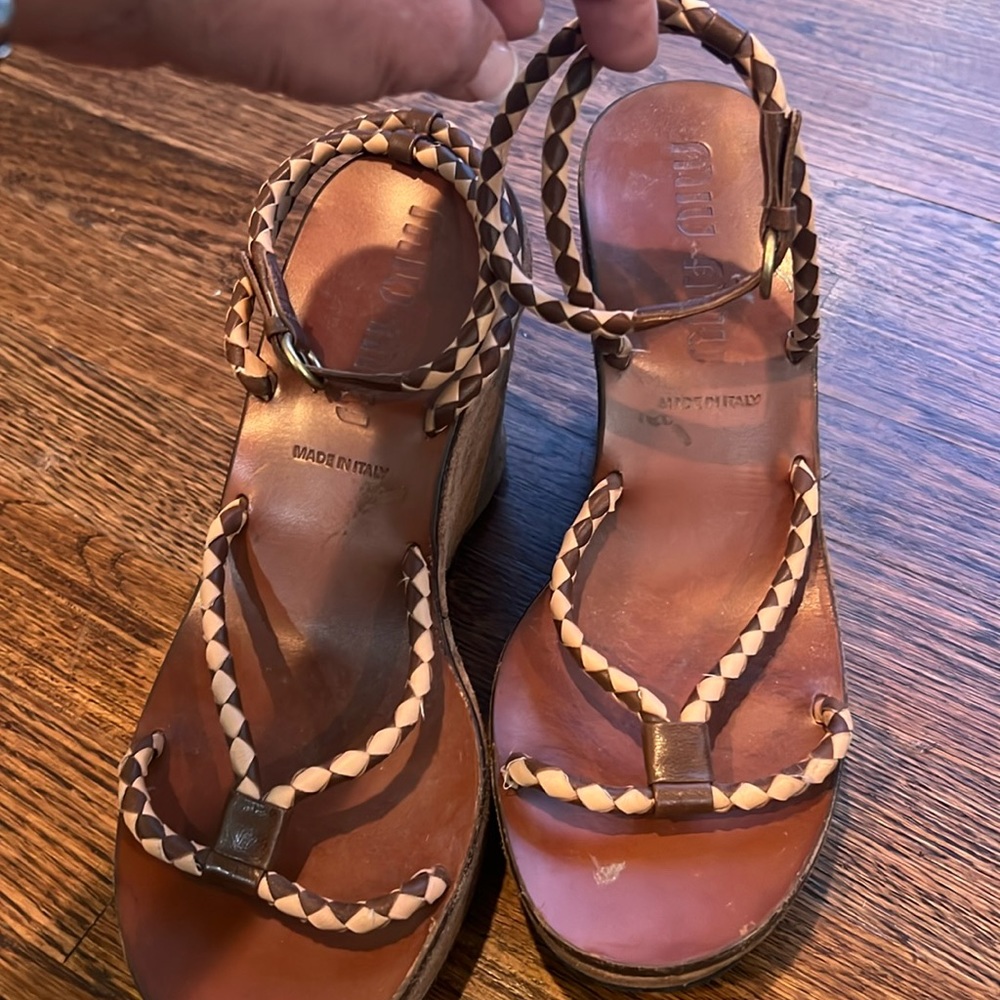Miu Miu Beige and brown (tan) wedges in size 39 1/2